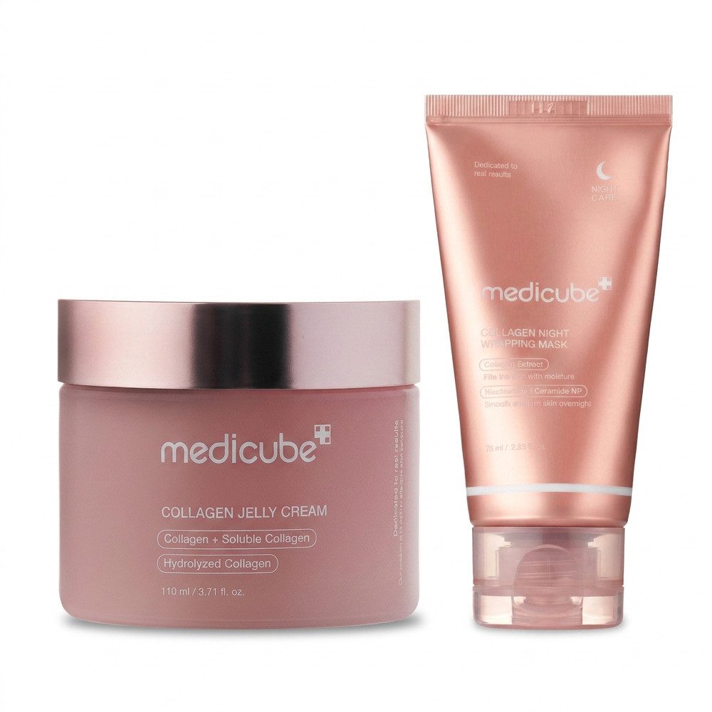 Medicube Gesichtsgel Medicube Collagen Jelly Cream und Night Wrapping Mask Pflege Set, Kombiniertes Gesichtspflege Set für Tag und Nacht