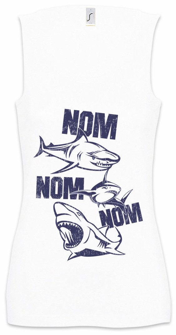 Tanktop Sharks Nom Ärmelloses Damen T-Shirt Hai Shark Jaws Haifisch Nom