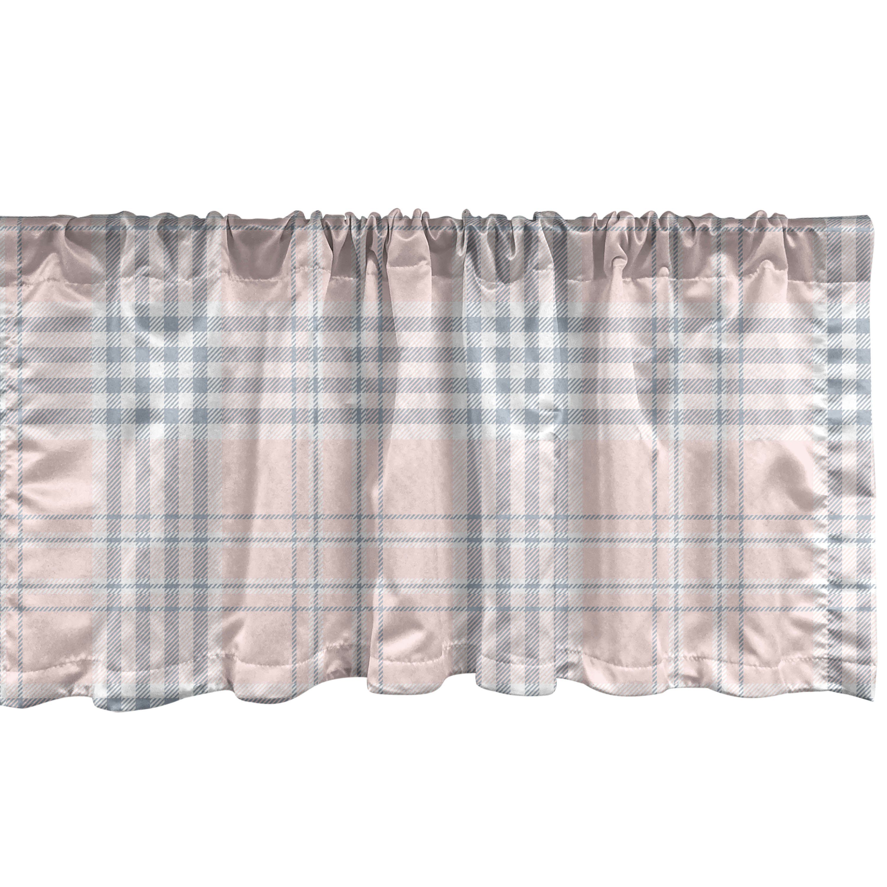 Scheibengardine Vorhang Volant für Küche Schlafzimmer Dekor mit Stangentasche, Abakuhaus, Microfaser, Gedämpfte Farben Einfache Streifen-Quadrate