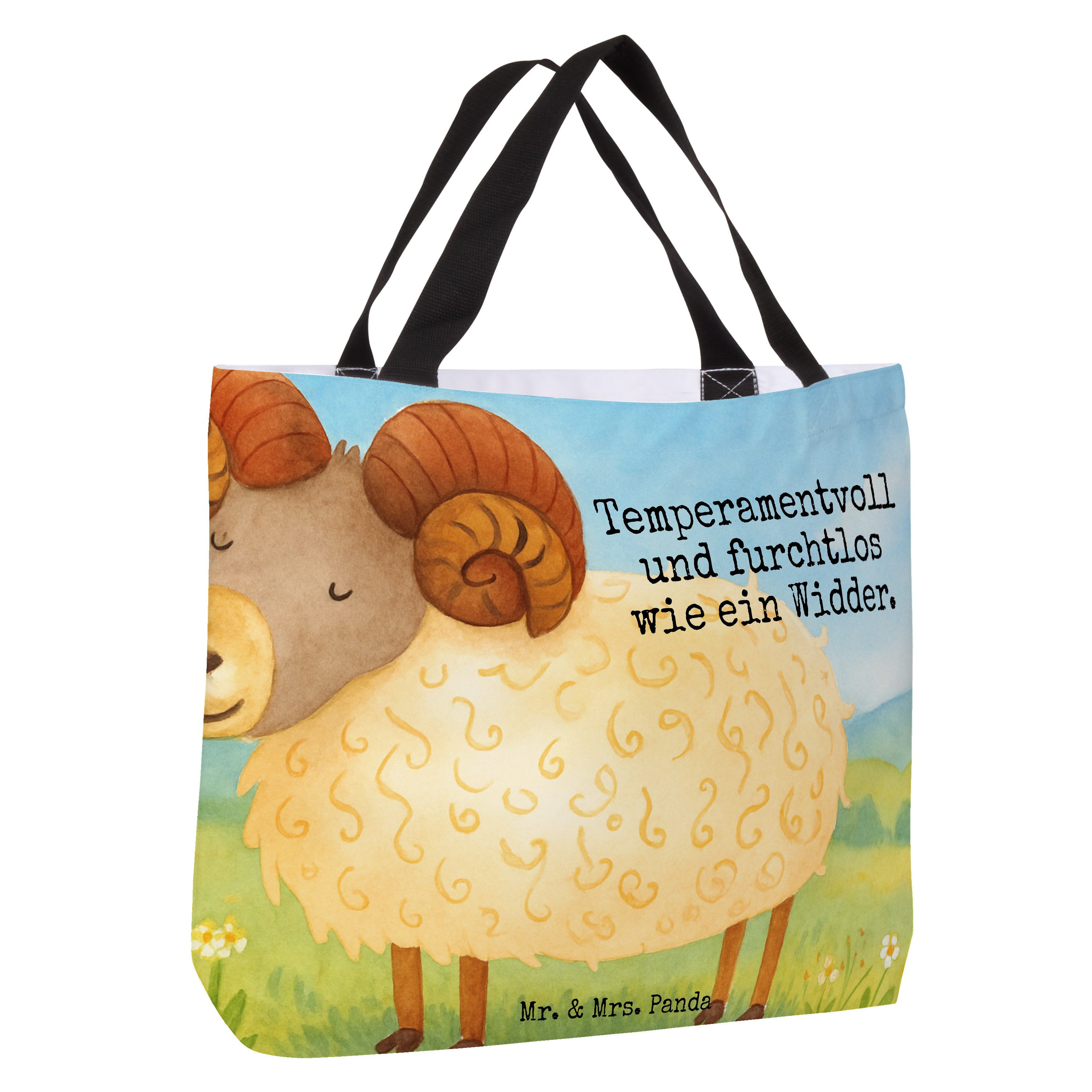 Mr. & Mrs. Panda Shopper Sternzeichen Widder Design, Tote Bag, Weiß, Tasche, Geschenk, Reiseta (Packung), Widder Geschenk studententasche Geschenk