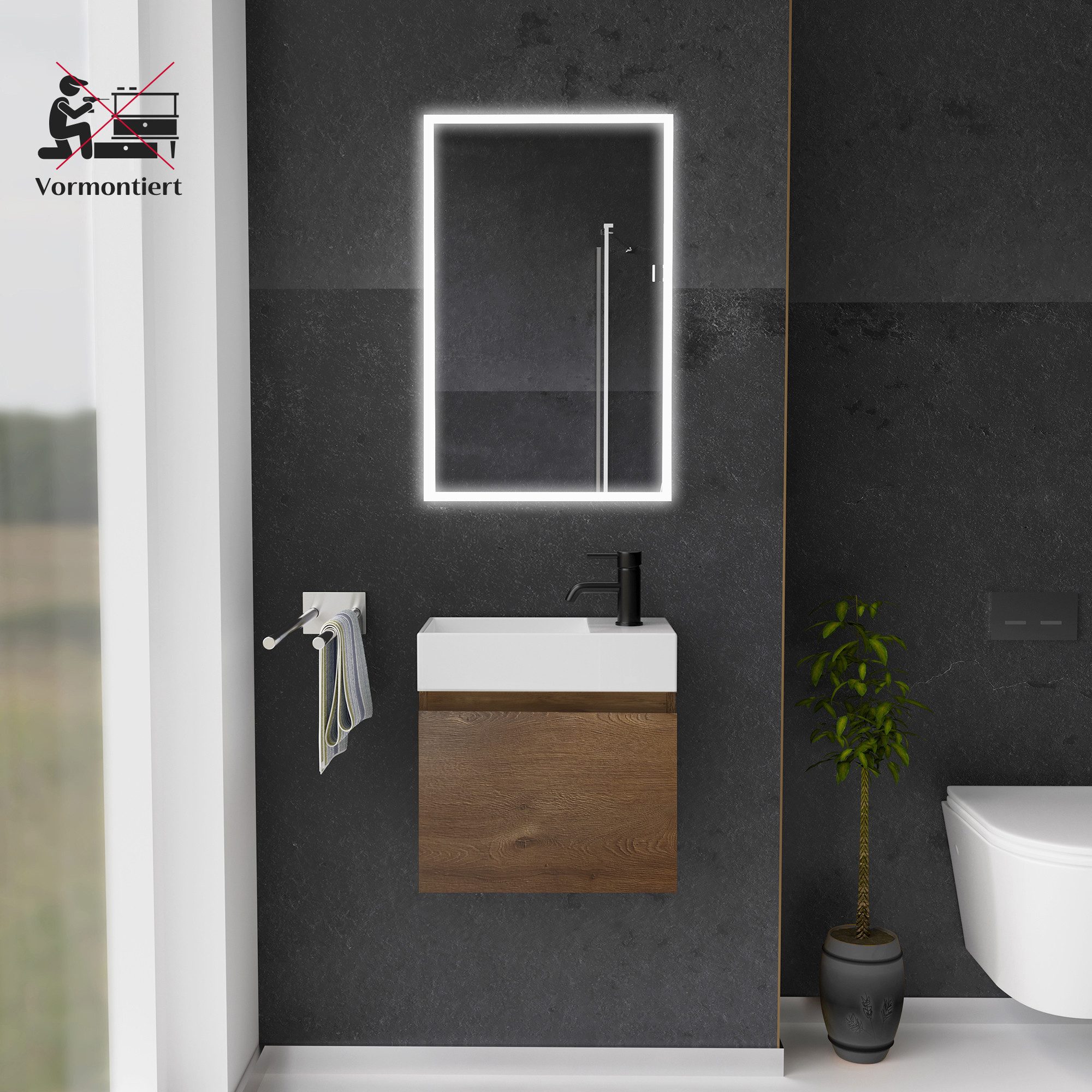 Alpenberger Badmöbel-Set - Waschbecken mit Unterschrank - Badschrank Komple günstig online kaufen