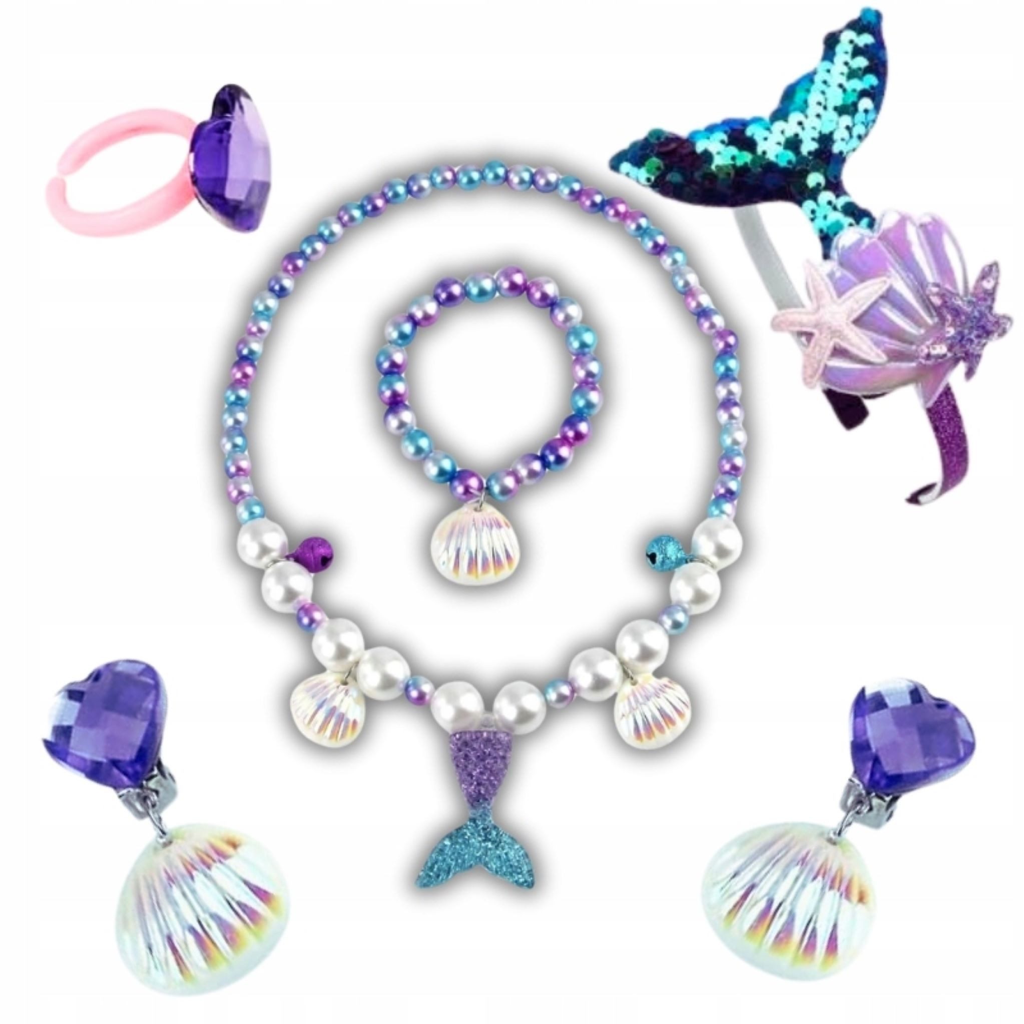 Festivalartikel Badeanzug 8-teiliges Meerjungfrauen Bikini Set für Mädchen Violett