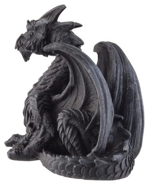 Vogler direct Gmbh Dekofigur Mystischer schwarzer Drache - sitzend, von Hand coloriert, aus Kunststein, LxBxH ca. 6x10x10cm