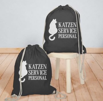 Shirtracer Turnbeutel Katzen Servicepersonal weiß, Katzenbesitzer Geschenk