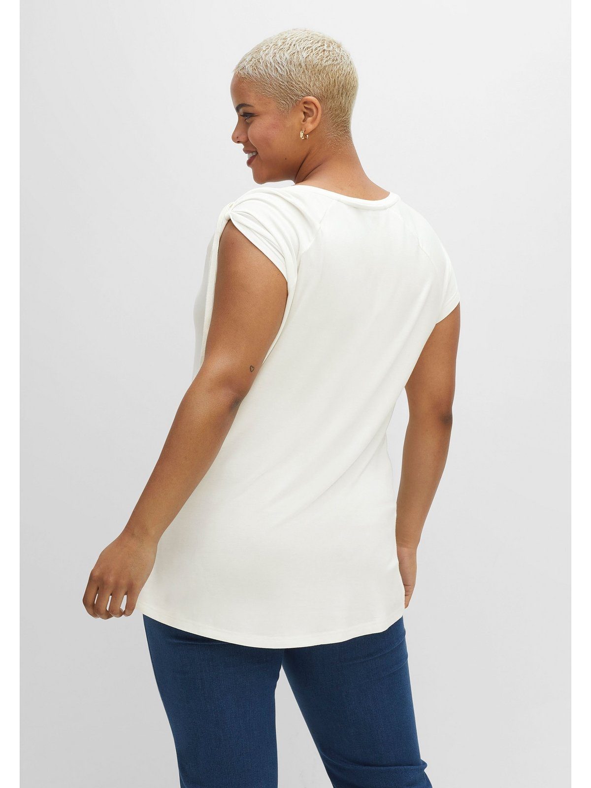 sheego by Joe Browns T-Shirt Große Größen mit Raffung und Bindeband an der  Schulter