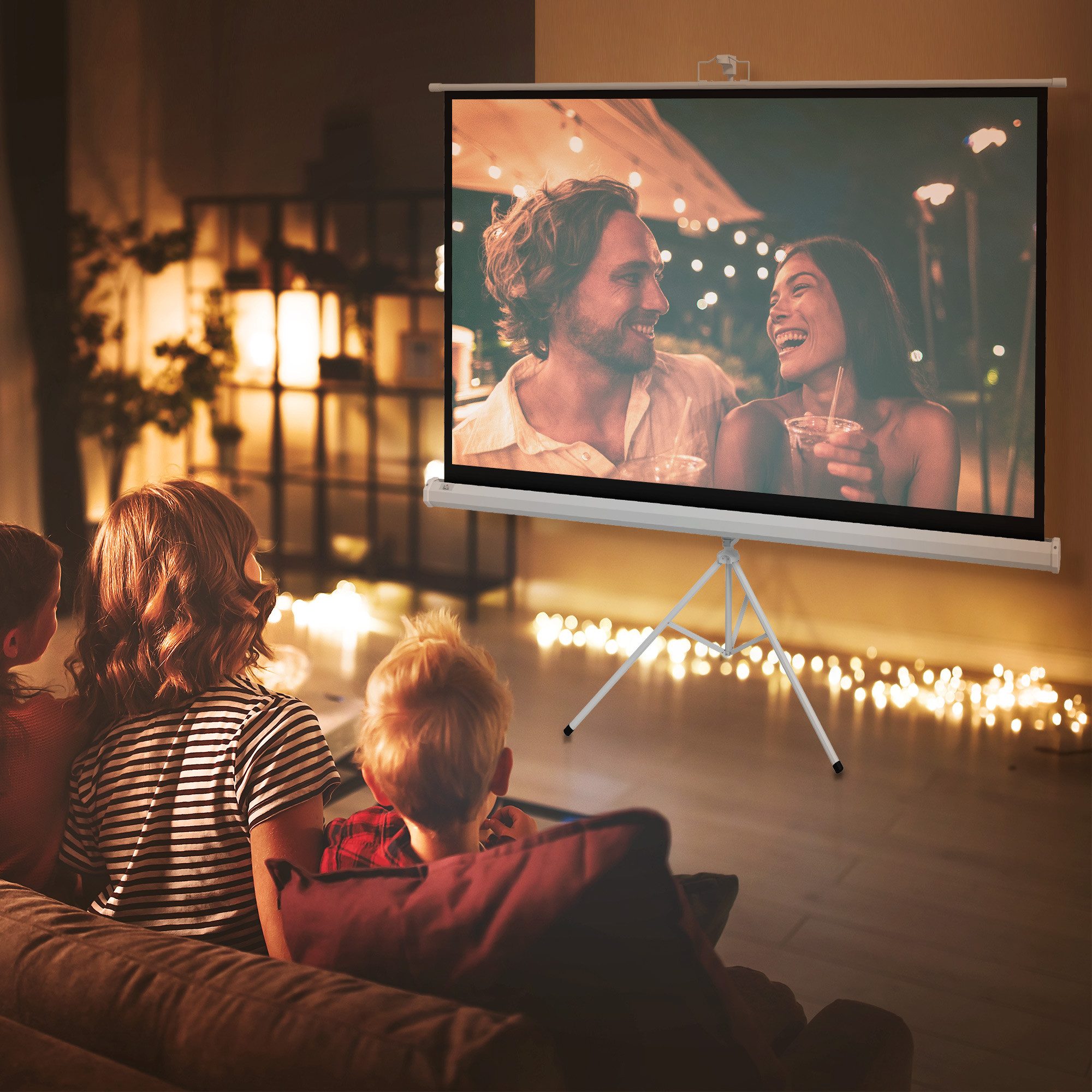 HOMCOM Leinwand mit Stativ, 186 x 105 cm, 84 Zoll, 16:9 HD 4K, mit Stativ, faltbar, 16:9 Seitenverhältnis