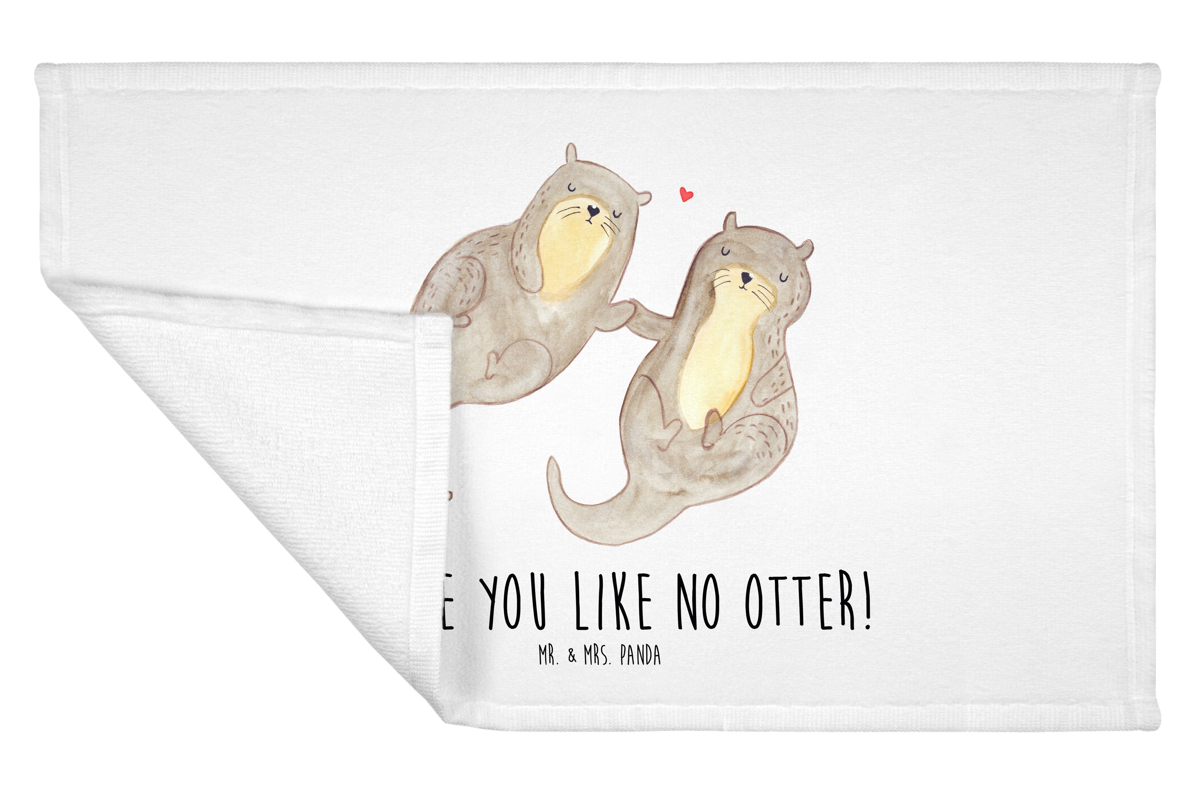 Mr. & Mrs. Panda Otter Geschenk, händchenhaltend Sport Handtuch, Reisehandtuc, - - Weiß (1-St) Handtuch