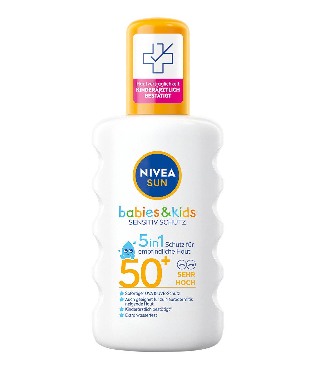 Nivea Sun Sonnenschutzspray SUN Kids Sensitiv Spray LSF 50+ 200ml, 1-tlg.