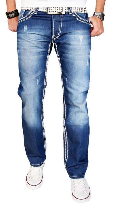 Alessandro Salvarini Straight-Jeans »ASCanio« mit auffälligen dicken Nähten