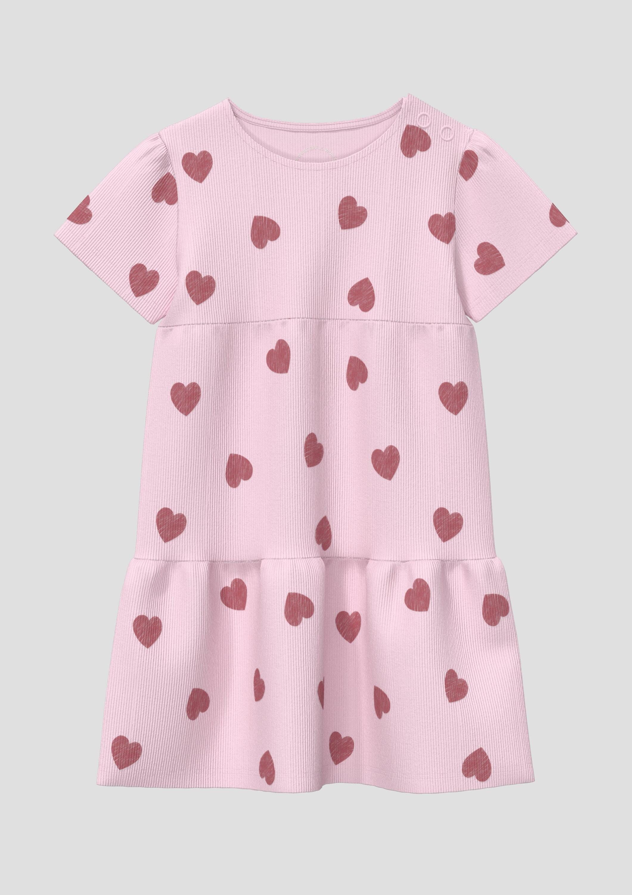 s.Oliver Minikleid Kleid Kurzes Kleid aus Rippware mit Print und Puffärmeln