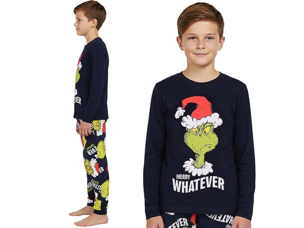 The Grinch Schlafanzug Pyjama Grinch Weihnachts-Pyjama für Jungen, zweiteilig, 100% Baumwolle