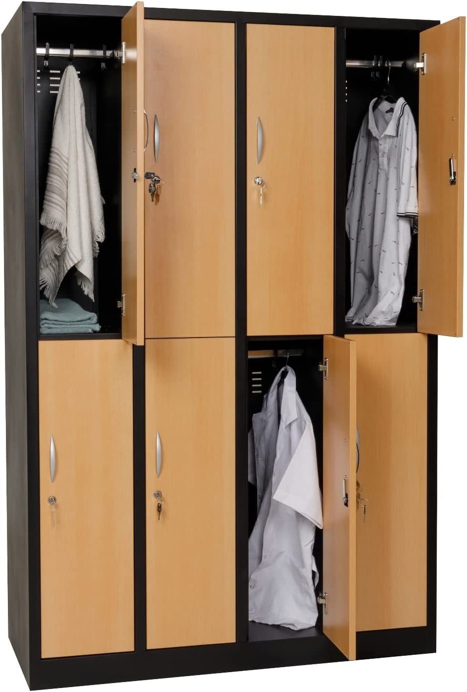 Garderobenschrank Garderobenschrank schwarz/buche 8- Furni24 türig