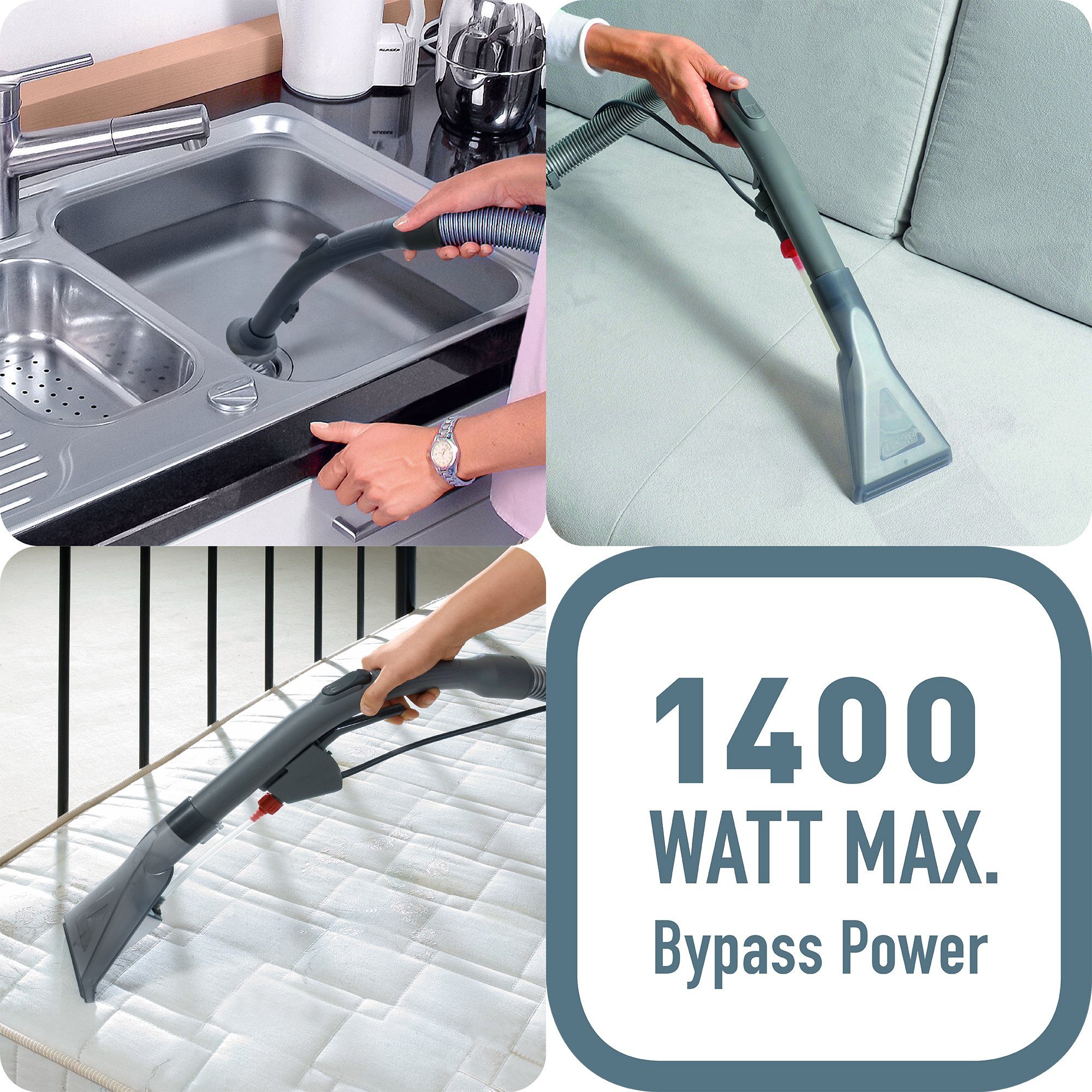 Thomas Matratzenreinigungsgerät THOMAS AQUA FleckWasher, 1400,00 W, umfangreicher Kunststofftank, Kraftvolle Fleckenreinigung mit 4bar Spezialdruckpumpe,Siphonreinigung