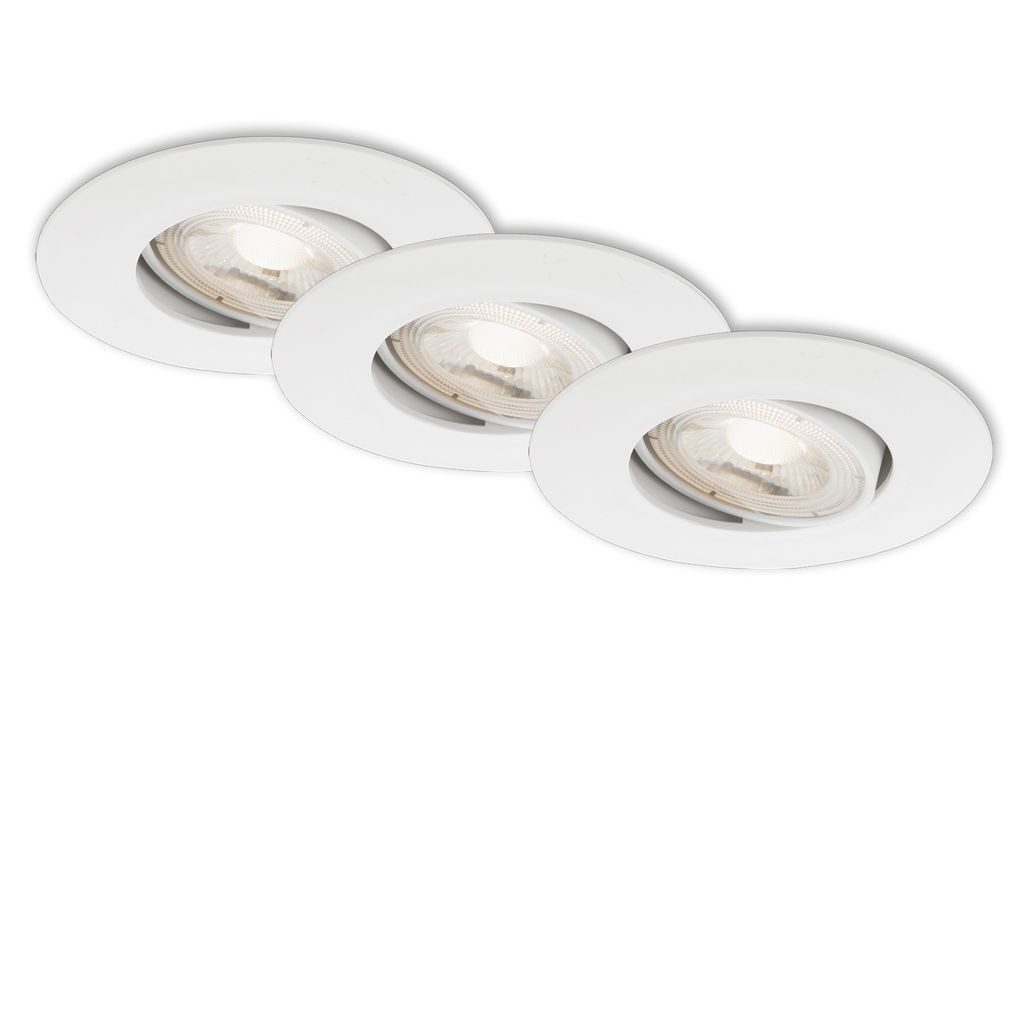 Briloner Leuchten LED Einbaustrahler 7146-036, LED fest integriert, 2700K - Extra-Warmweiß, Einbauleuchte SET ultraflach schwenkbar IP23 Ø9cm