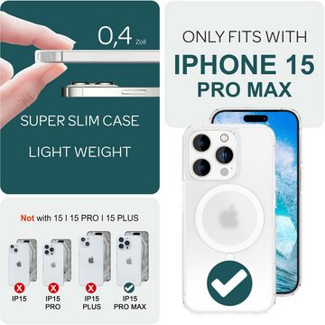 Nalia Smartphone-Hülle Apple iPhone 15 Pro Max, Matte Klare Harte Hülle / MagSafe Funktion / Anti-Schock / Kratzfest