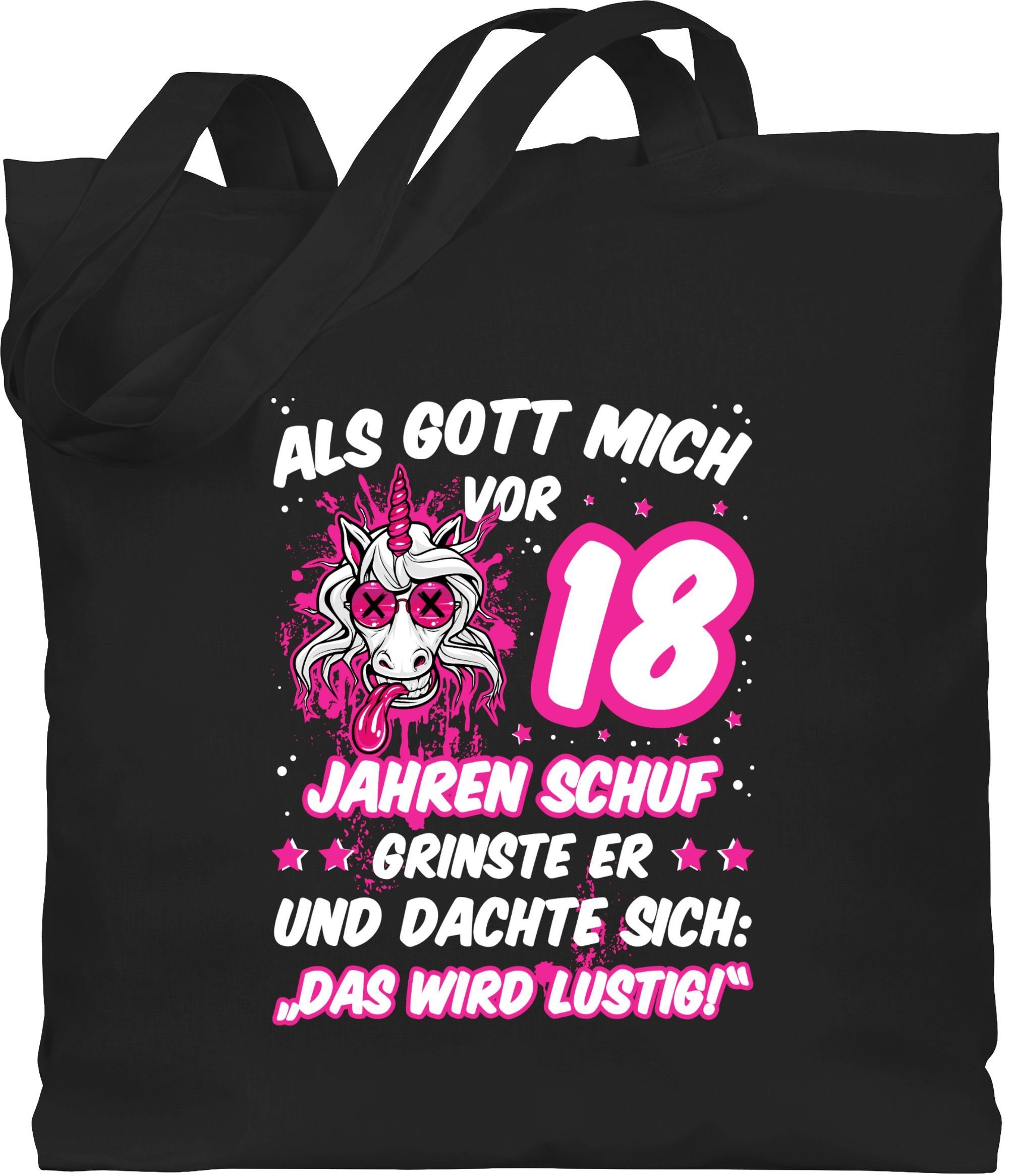 Shirtracer Umhängetasche Als Gott mich vor 18 Jahren schuf grinste er