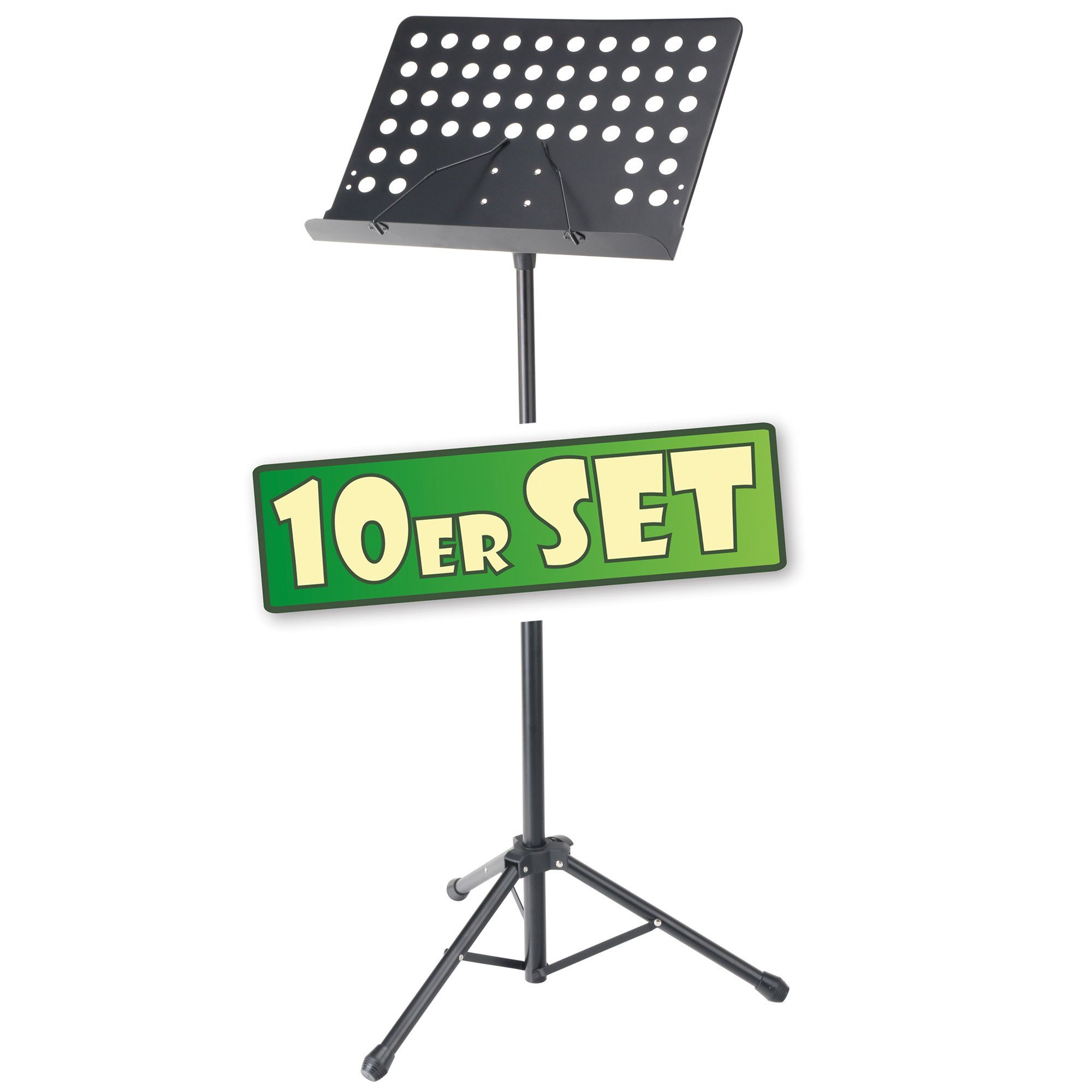 Pronomic Notenpult - Orchesterpult Lochblech mit Notenklemmen, (10-tlg), Platzsparend dank abnehmbarer Notenablage