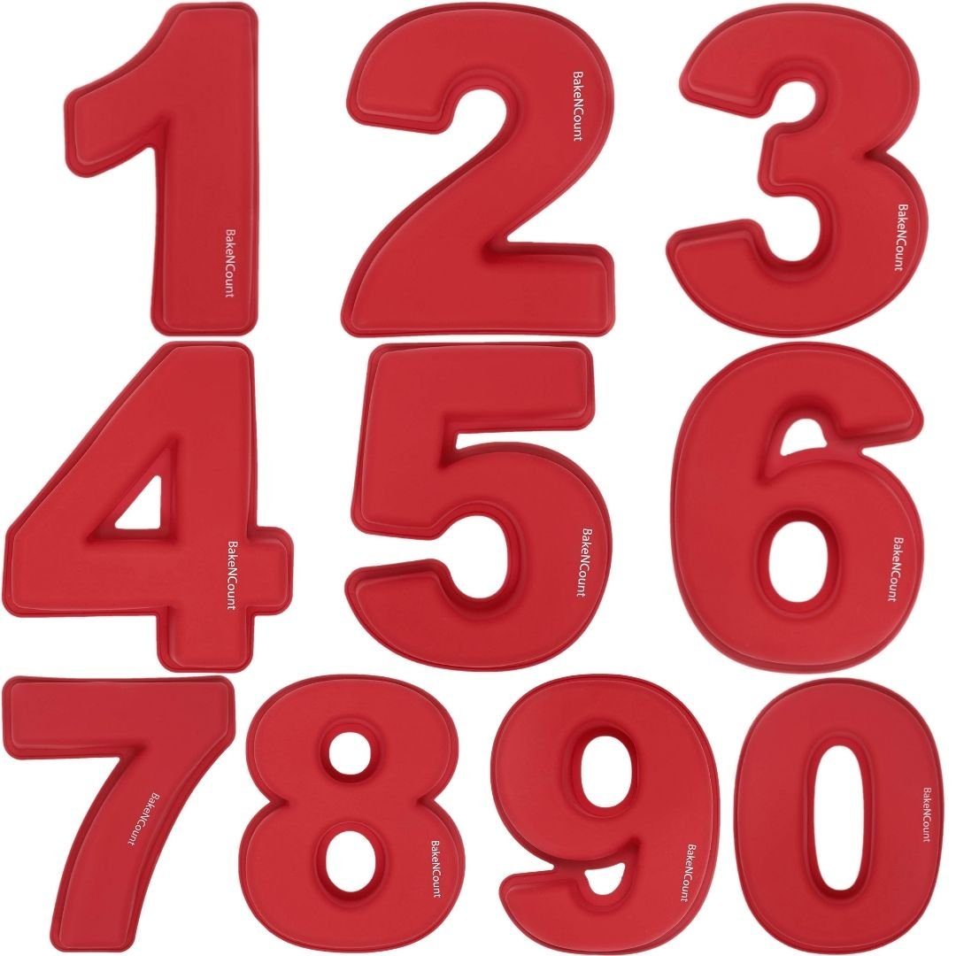 BakeNCount Backform BakeNCount Kuchen Backformen-Set Zahlen, extra Groß, aus Silikon