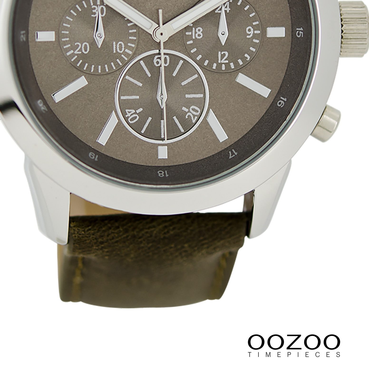 OOZOO Quarzuhr Oozoo Damen Armbanduhr braun Analog matt, (Analoguhr), Damenuhr rund, groß (ca. 43mm) Lederarmband, Casual-Style