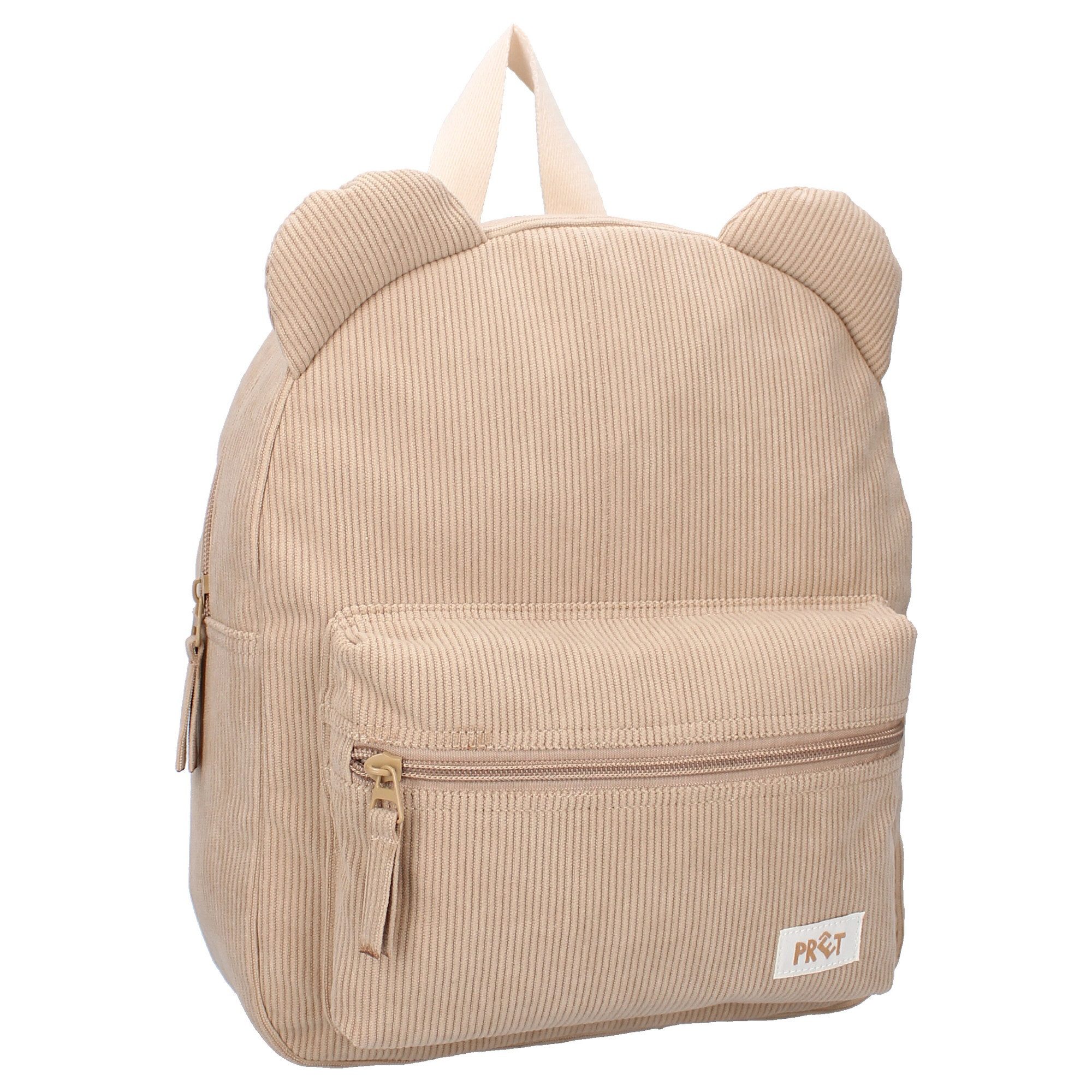 Vadobag Rucksack Prêt 3D Ridge And Row – Beiger Kinder Rucksack aus Rippstoff