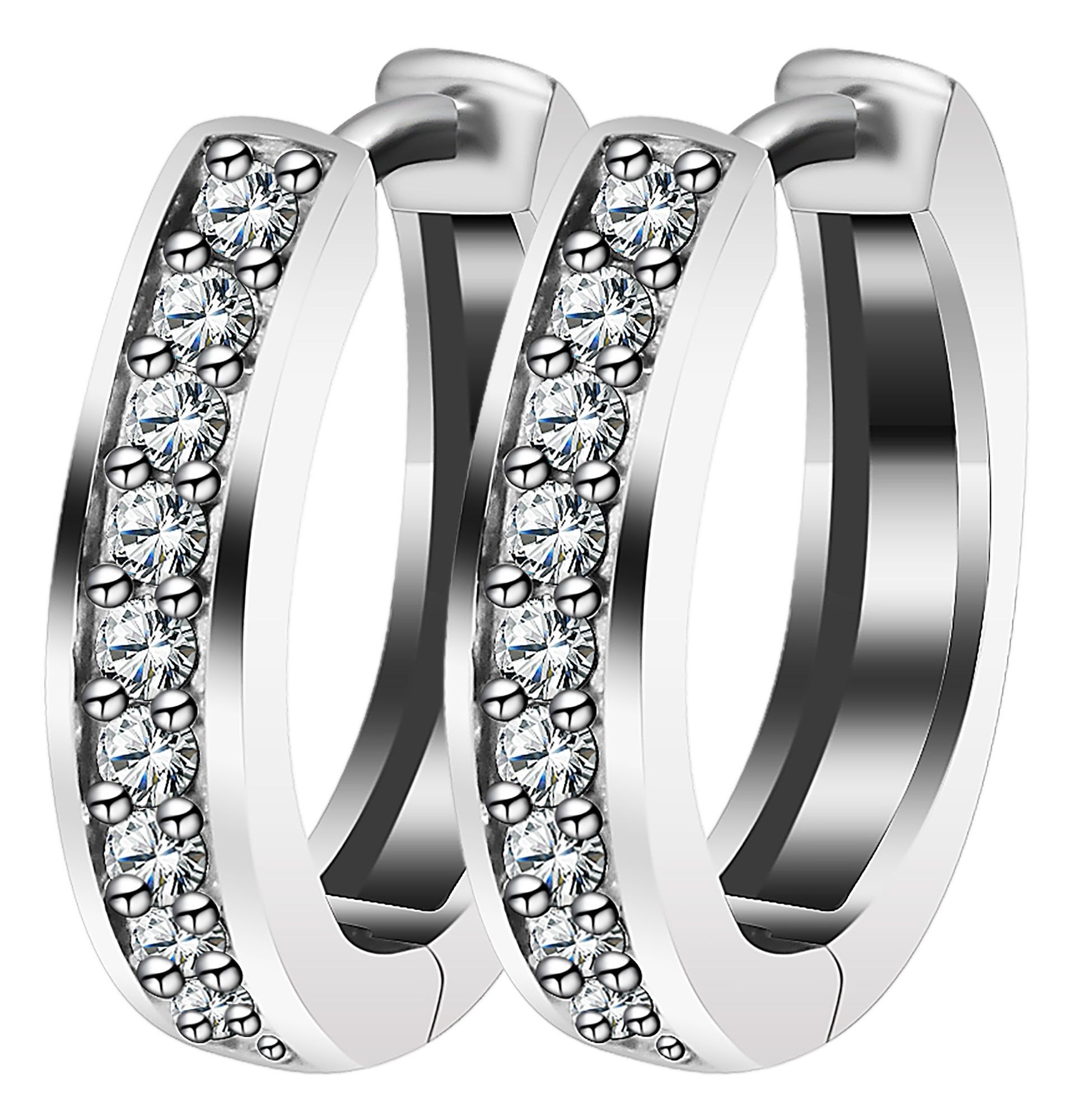 Adelia´s Klappcreolen Ohrringe – Klappcreole aus 925 Silber mit Zirkonia, Ideal als Geschenk zum einfach so