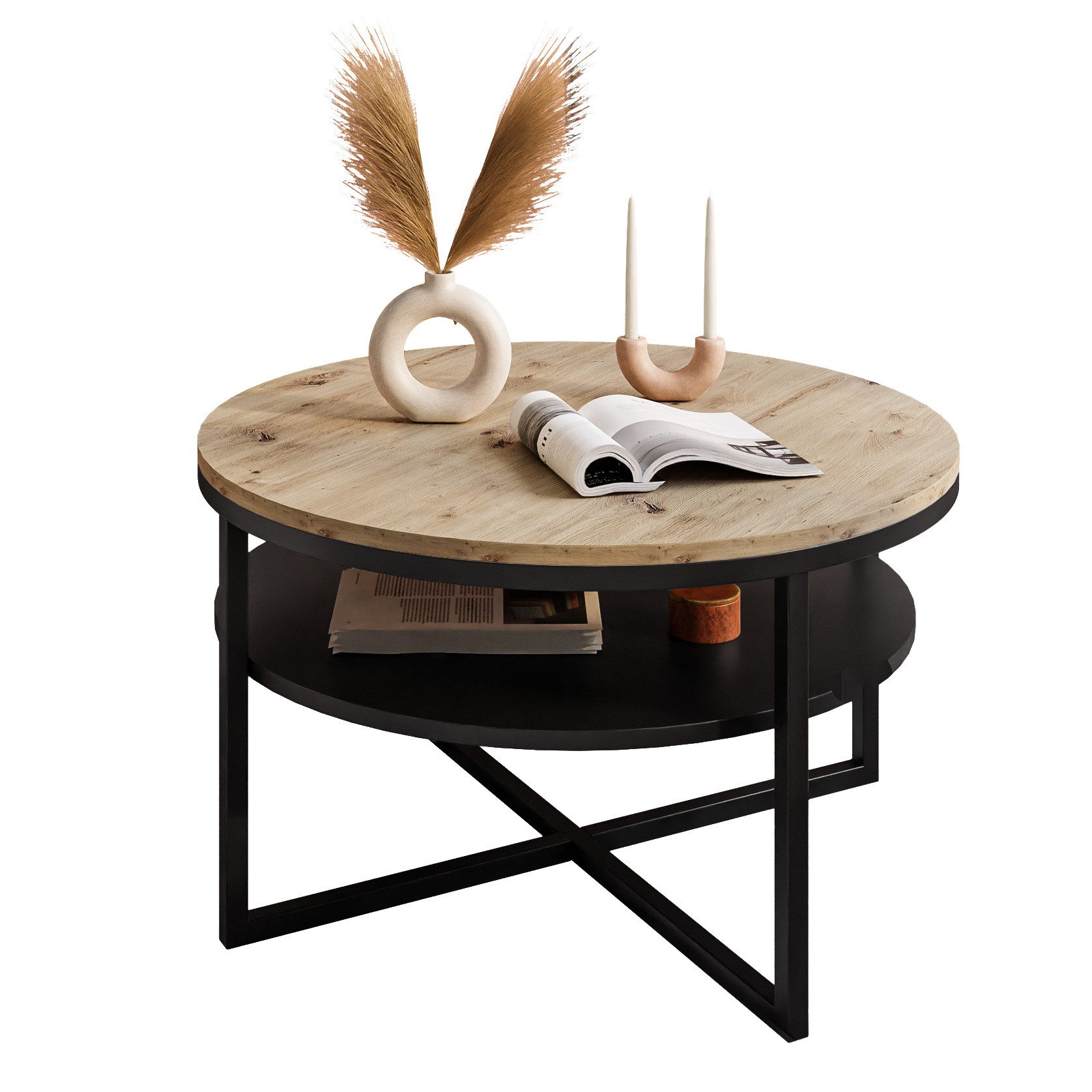 Lookway Couchtisch CIRI-X LOFT mit Ablage (1 Tisch), Durchmesser: ⌀ 70 cm, Höhe: 45,6 cm – Bild 4 von 4