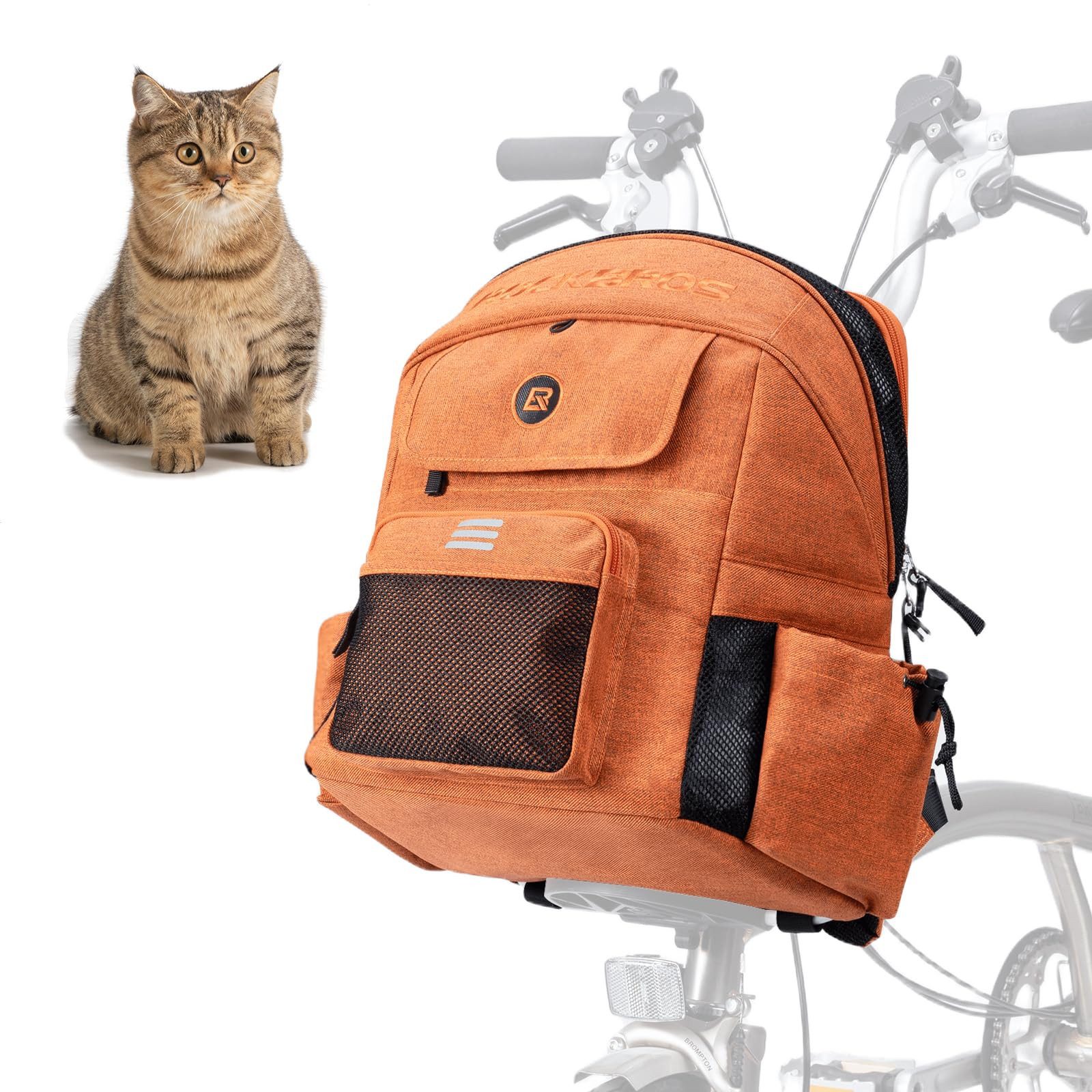 ROCKBROS Fahrradtasche Lenkertasche Rucksack 2-in-1 für Haustiere, schnelle Montage, atmungsaktiv, gepolsterte Träger
