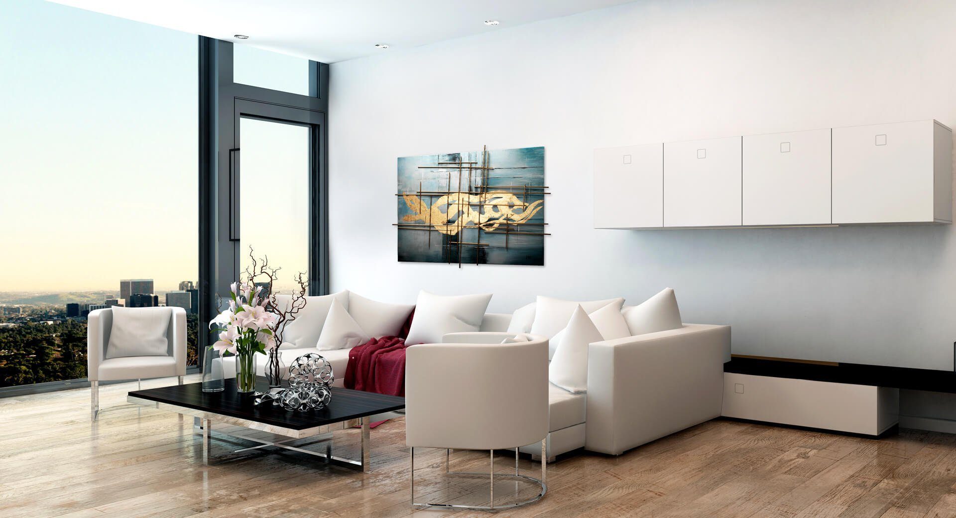 Wohnzimmer 100% cm, KUNSTLOFT Wandbild HANDGEMALT Gemälde Göttliche Offenbarung 120x80 Leinwandbild
