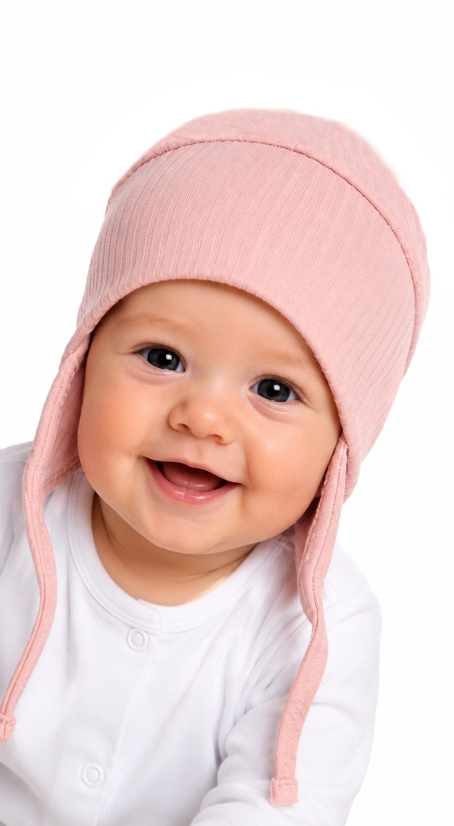 Erstlingsmütze Mütze für Neugeborene Baby Haube Mützchen in Puderrosa