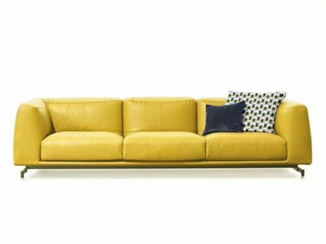 4 Sitzer 4-Sitzer, Sofa Gelbe cm 255 Couch Design Couchen Leder XXL Polster JVmoebel Big
