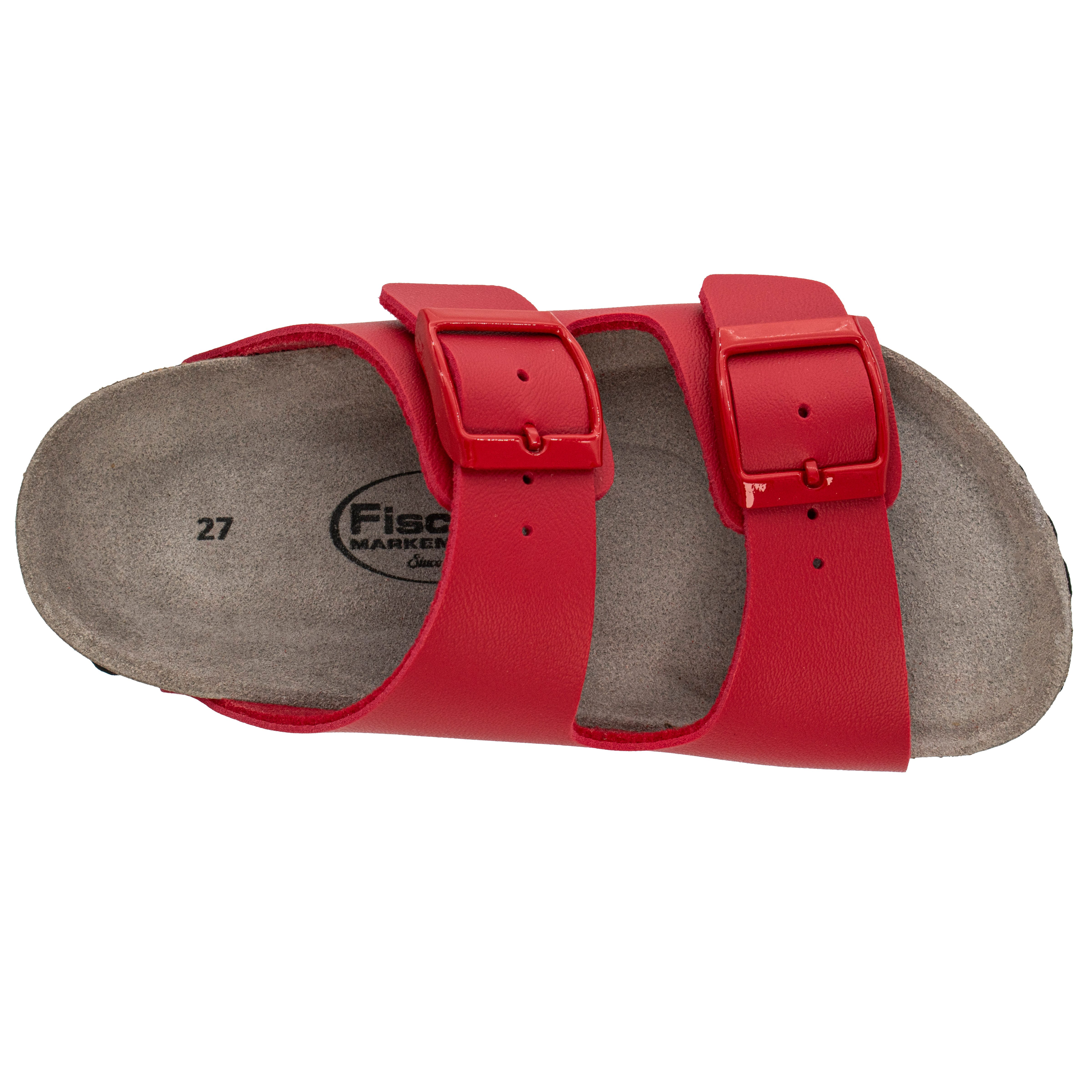 Fischer-Markenschuh Hawaii Pantolette aus Vegano (Lederimitat), mit Fleecefutter, gepolstertes Fußbett