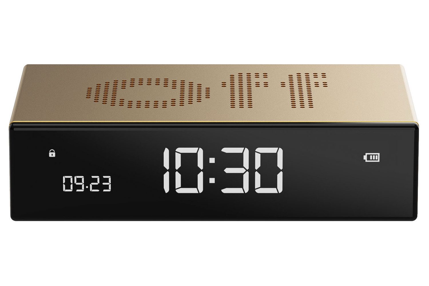 Lexon Quarzwecker LR152D Digitalwecker Flip Premium Goldfarben