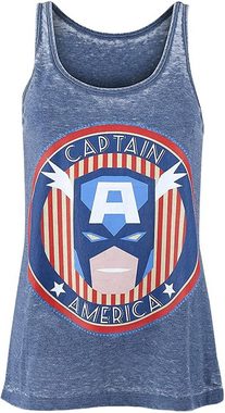 MARVEL Tanktop Captain America Vintage Washed Girl-Top blau, Blau, Skinny Fit Damen und Mädchen T-Shirt ohne Ärmel Gr. S M L XL