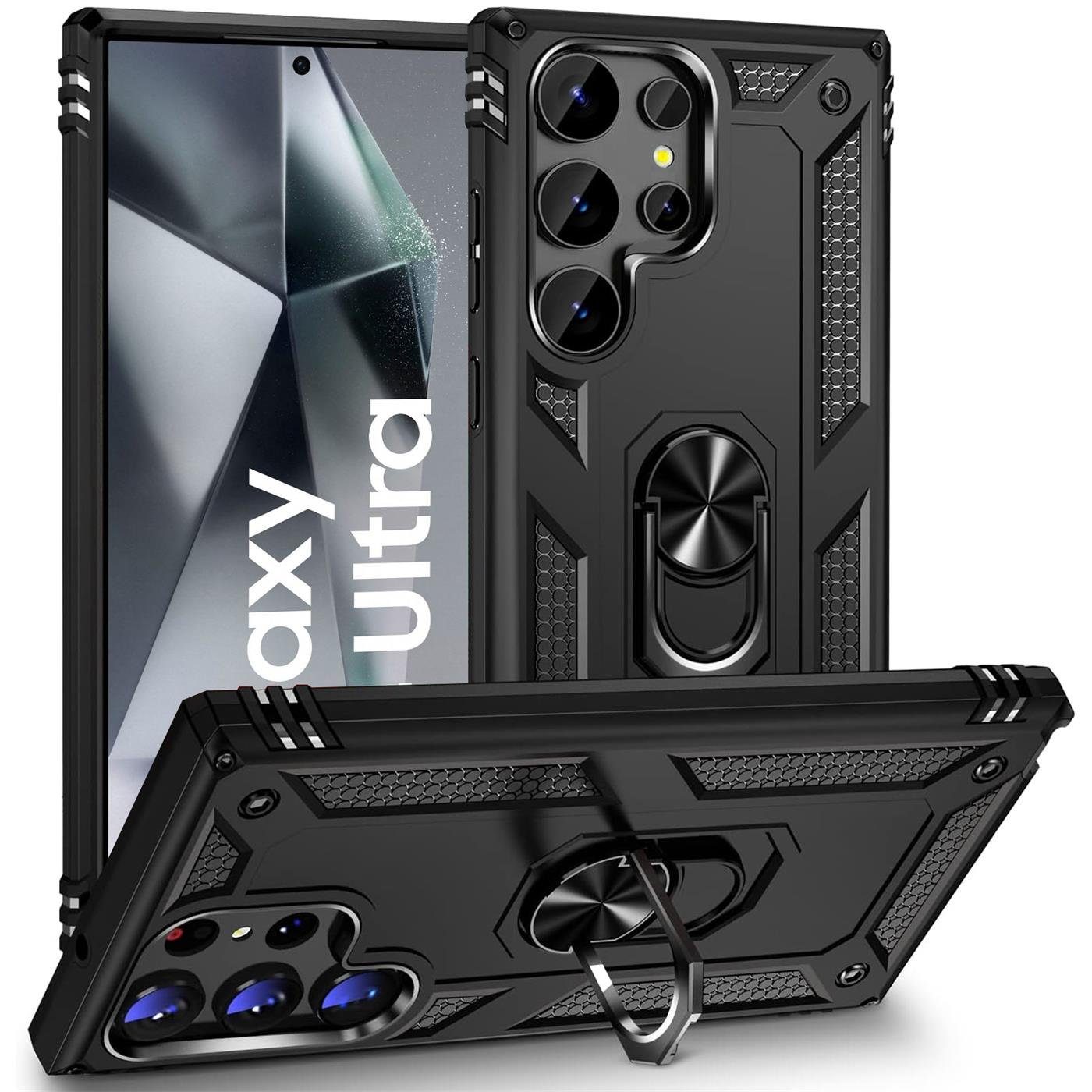 CoolGadget Handyhülle Armor Shield Case für Samsung Galaxy S24 Ultra 6,1 Zoll, Outdoor mit Magnet Ringhalterung Handy Hülle für Samsung S24 Ultra 5G