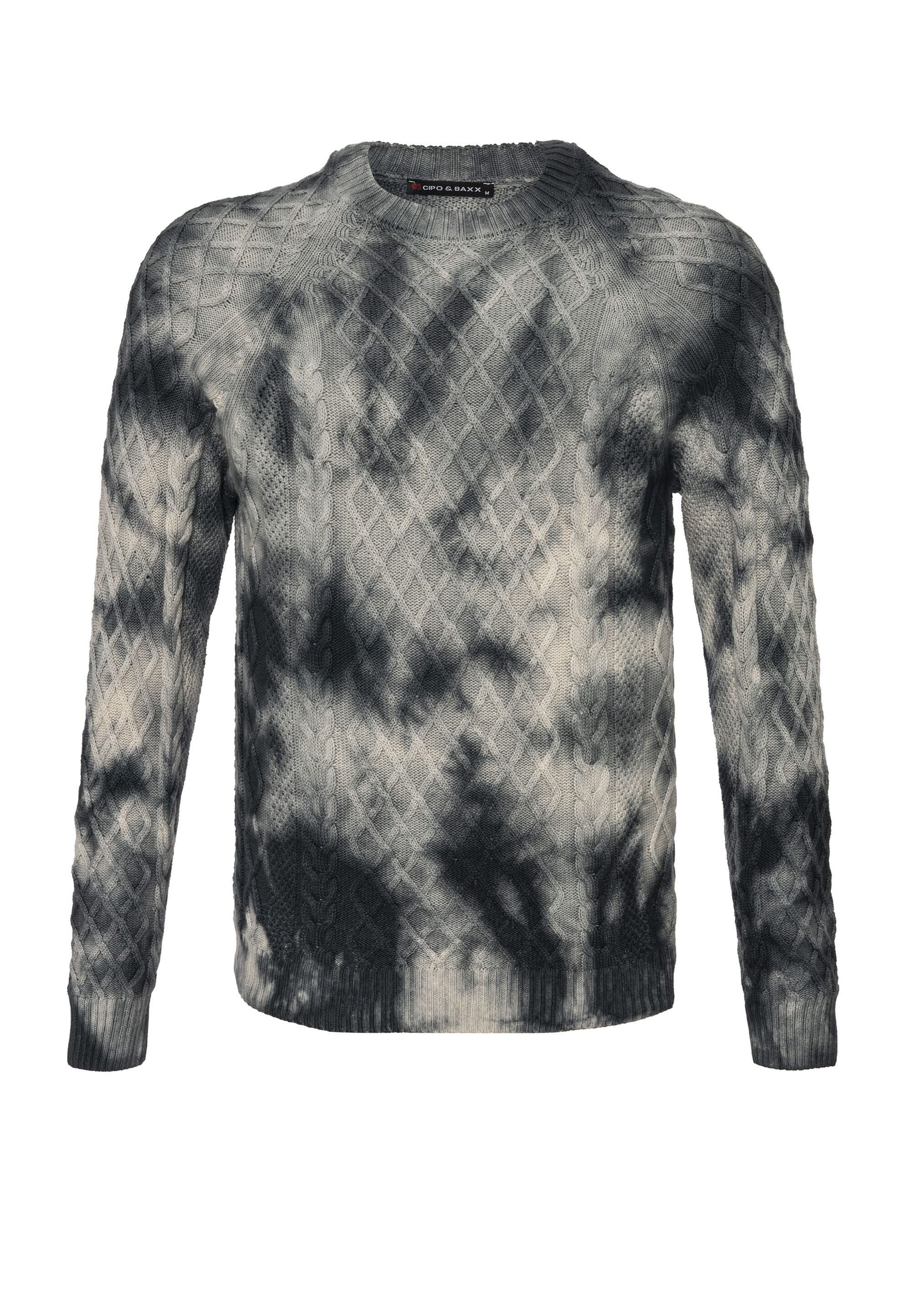 Cipo & Baxx Strickpullover CP287 (1-tlg) mit lassischem Zopfmuster günstig online kaufen
