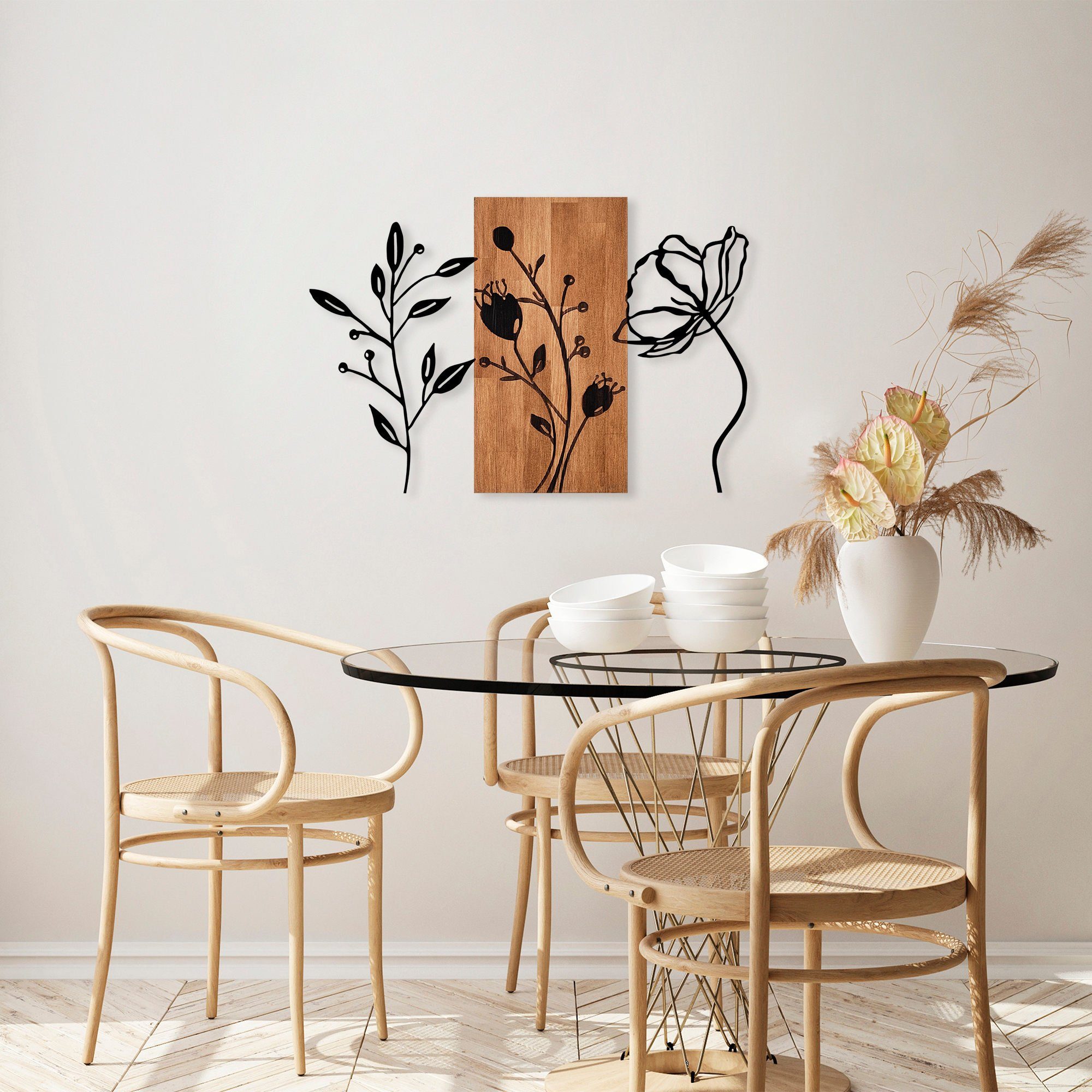 Wallity Wanddekoobjekt 100% WOODEN (Thickness: 3 cm) / METAL (Thickness: 1,5 mm), 58 x 86 cm