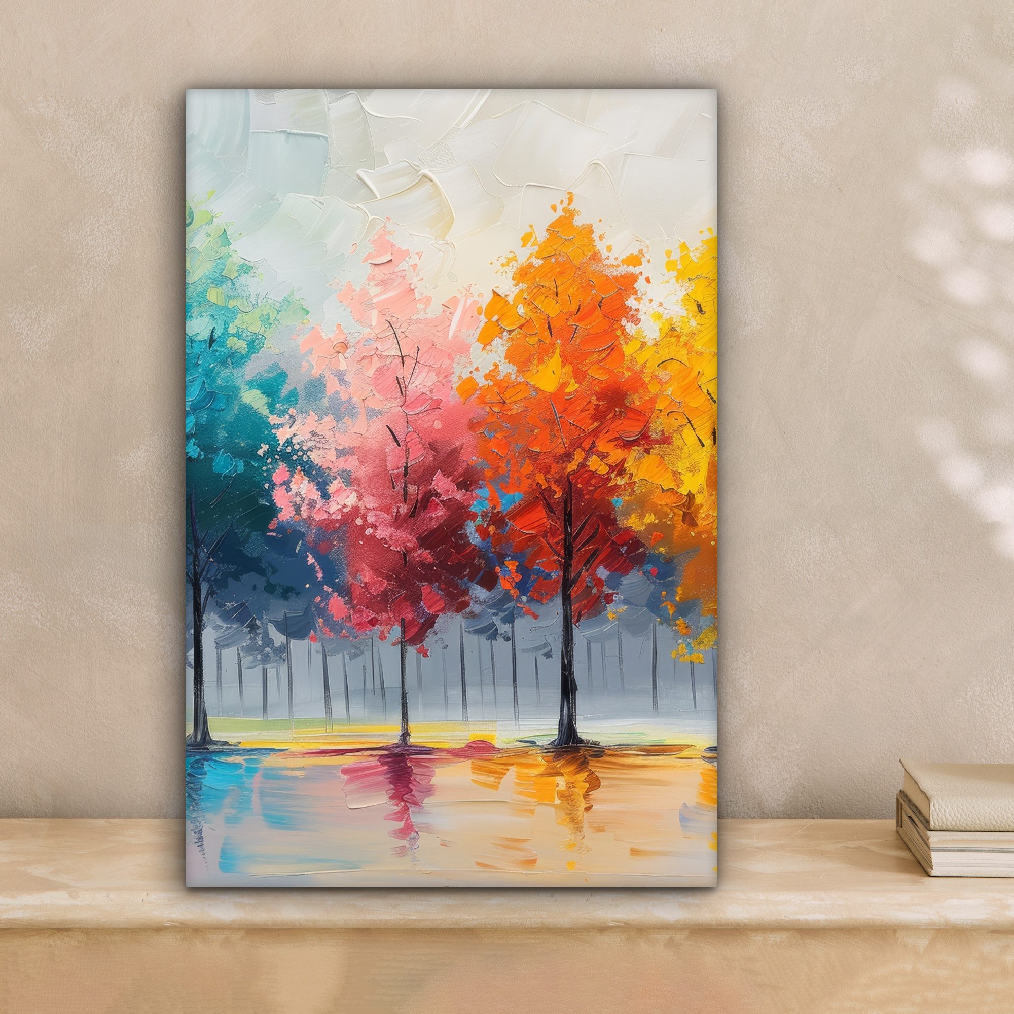 OneMillionCanvasses® Leinwandbild Bäume - Farbenfroh - Natur - Abstrakt, Fo günstig online kaufen