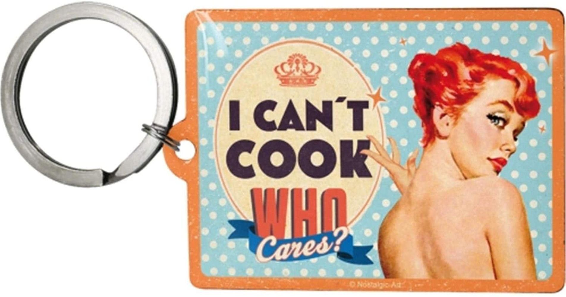 Schlüsselanhänger mit Gravur Edelstahl Schlüsselanhänger Eckig - Can't Cook, Who Cares?