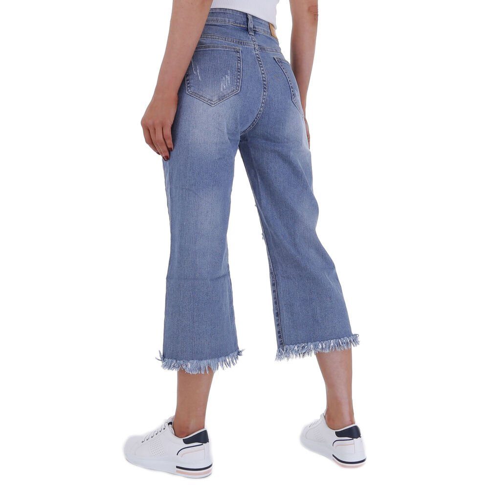 Bootcut Jeans Bootcut-Jeans Stretch in Ital-Design Elegant Destroyed-Look Damen Blau
