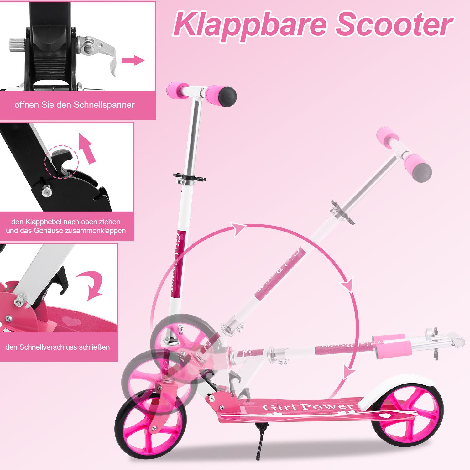 Clanmacy Scooter Kinderoller Scooter Faltbarer Kinderscooter Höhenverstellbar