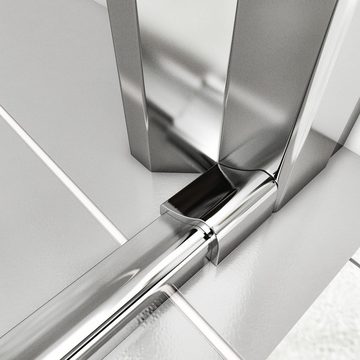 Boromal Dusch-Pendeltür Duschtür 80cm in Nische mit Einzelschwingtüren, 6mm ESG Nano195H, 6mm starkes Sicherheitsglas, Rechts-und Links montierbar
