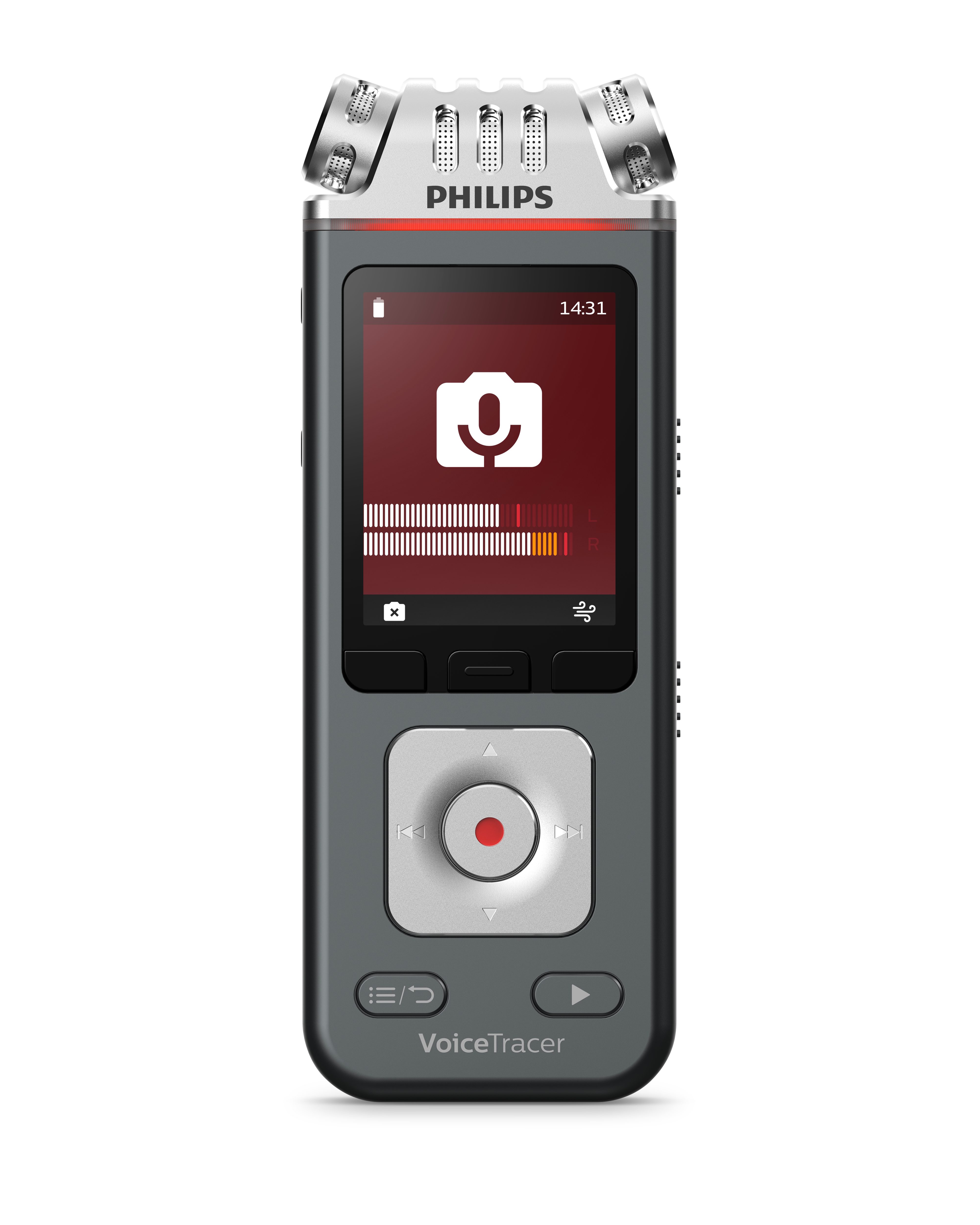 Philips DVT7110 Vlogging Audiorecorder Digitales Diktiergerät (Hot-Shoe-Halterung, 96 kHz/24-bits, 8GB, Smartphone-App Steuerung)