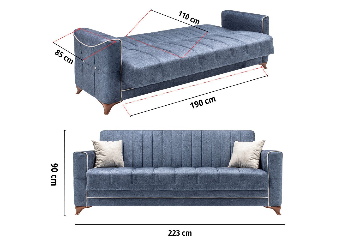 gowoll 3-Sitzer Sofa mit Schlaffunktion und günstig online kaufen