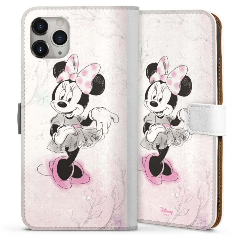DeinDesign Handyhülle Minnie Mouse Disney Vintage Minnie Watercolor, Apple iPhone 11 Pro Max Hülle Handy Flip Case Wallet Cover