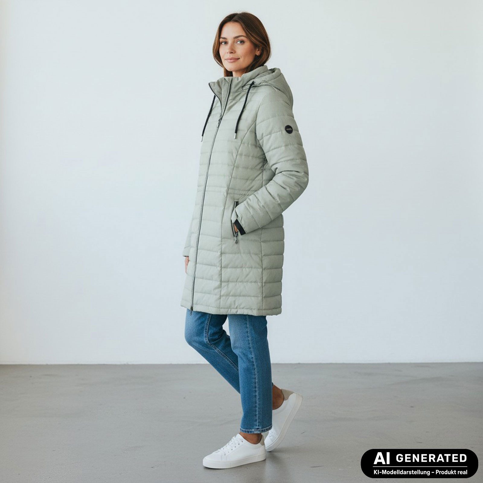Blue Wave Steppmantel Nena Damen Mantel Nena gesteppt mit abnehmbarer Kapuze in Melange-Optik