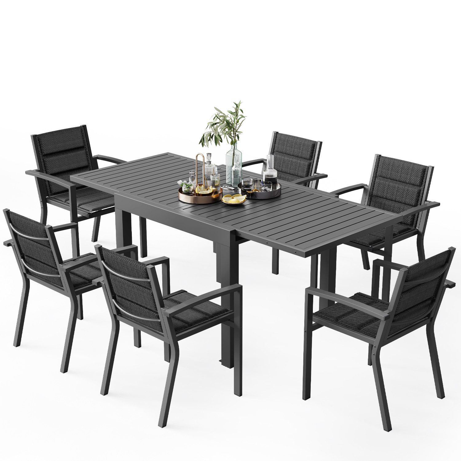 HOMALL Gartentisch 81.5*81.5/163*81.5CM Gartentisch 4/6 Gartenstühle günstig online kaufen
