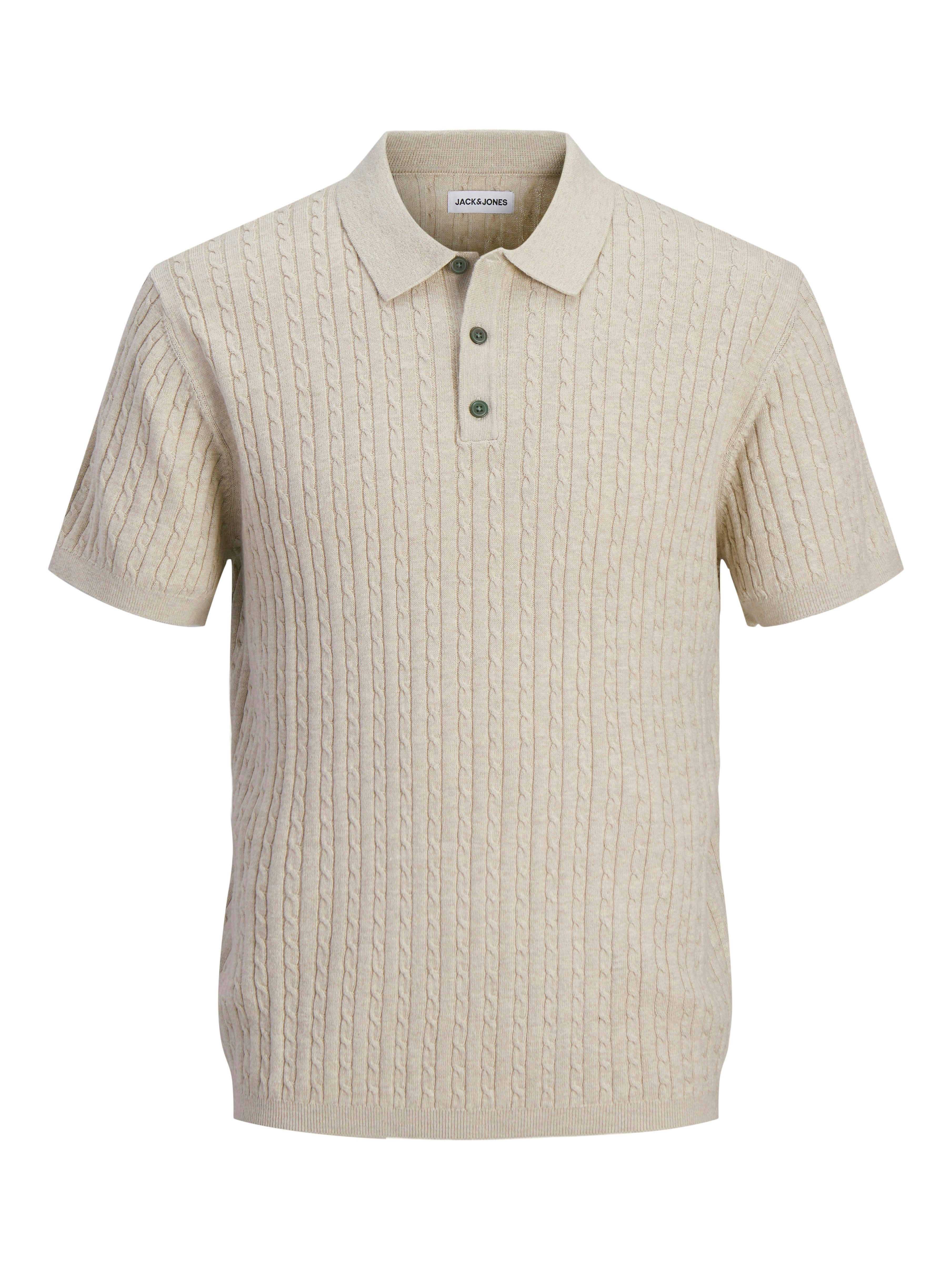 Polokragenpullover JJEEMIL KNIT CABLE POLO SS LN