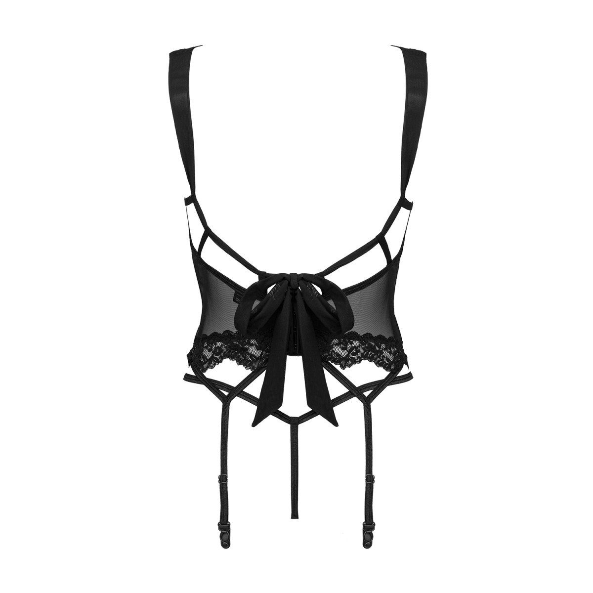 thong crotchless corset (L/XL,S/M) Obsessive & OB black - Corsage Setilla