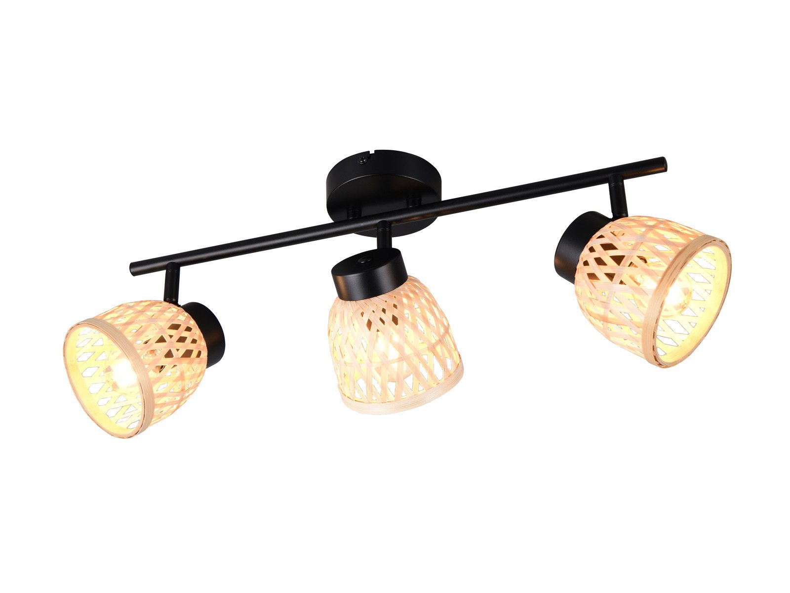 Reality Leuchten LED Deckenstrahler, Dimmfunktion, LED wechselbar, über Lichtschalter in 3 Stufen dimmbar, warmweiß, Korb-lampe Lampenschirm geflochten Bambus für Treppenhaus, Breite 60cm