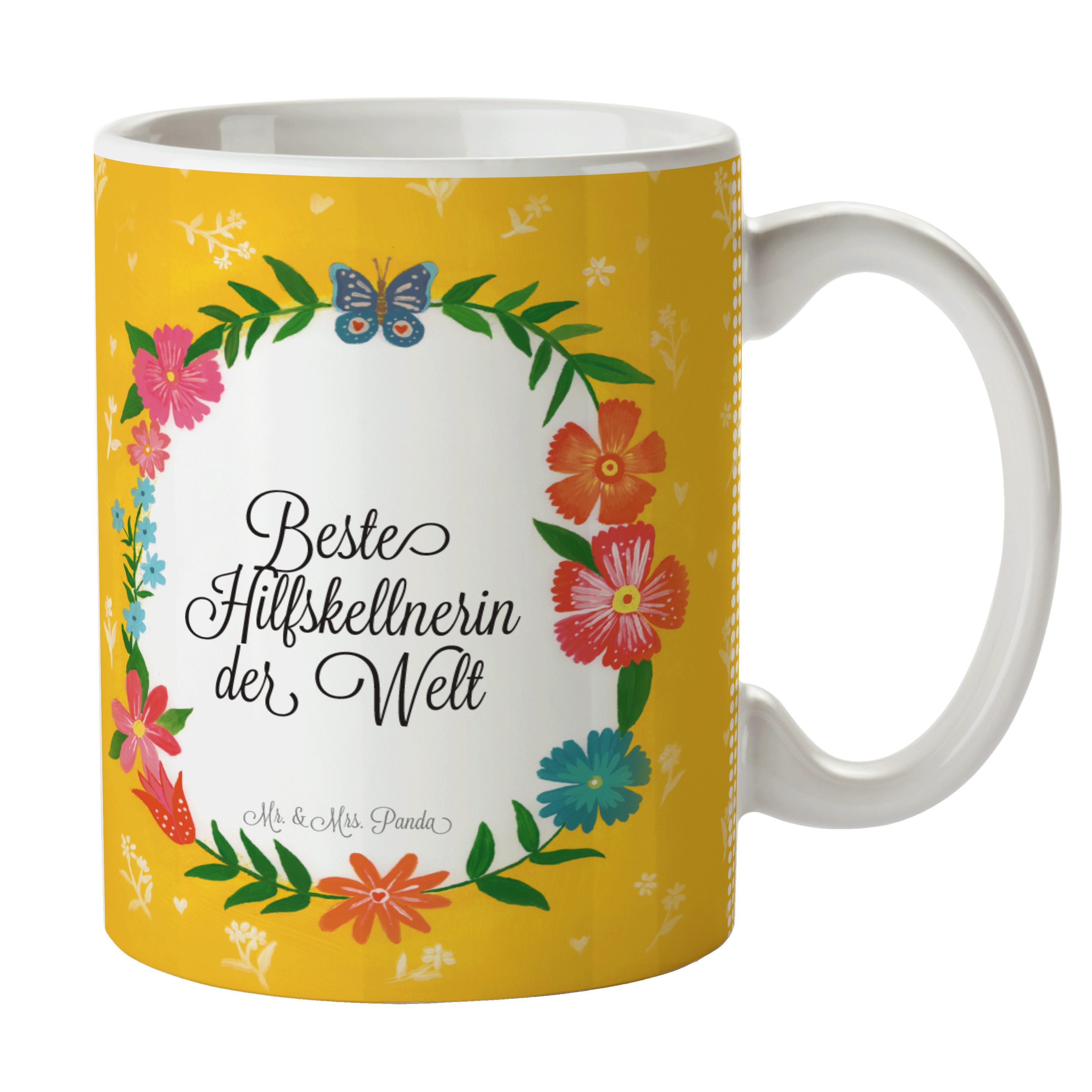 Mr. & Mrs. Panda Tasse Hilfskellnerin - Geschenk, Gratulation, Tasse Sprüche, Kaffeebecher, Keramik